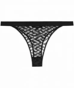 Versace lace-detail semi-sheer thong