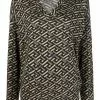 Versace La Greca print V neck knitted jumper 2 Versace La Greca-print V-neck knitted jumper