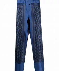 Versace geometric-print straight trousers