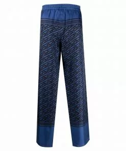 Versace geometric-print straight trousers