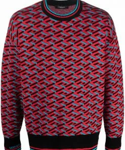 Versace La Greca geometric pattern jumper