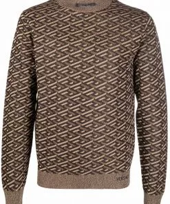Versace Greca logo-print crew neck jumper