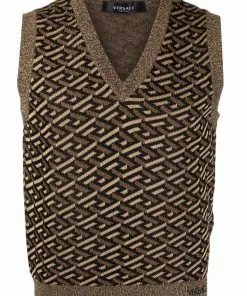 Versace La Greca pattern knitted vest