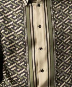 Versace geometric-print silk shirt
