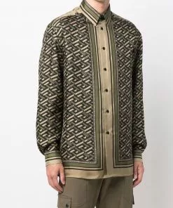 Versace geometric-print silk shirt
