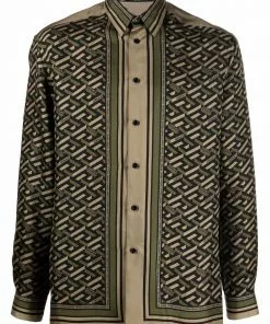 Versace geometric-print silk shirt