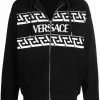 Versace logo-print zipped hoodie