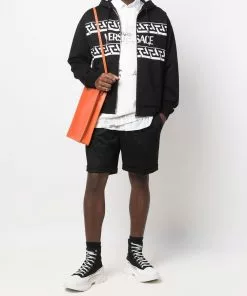 Versace logo-print zipped hoodie