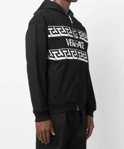 Versace logo-print zipped hoodie