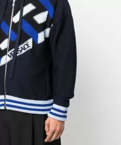 Versace La Greca knitted zip-up hoodie
