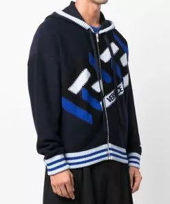 Versace La Greca knitted zip-up hoodie