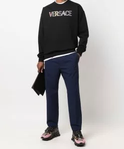 Versace embroidered logo cotton sweatshirt