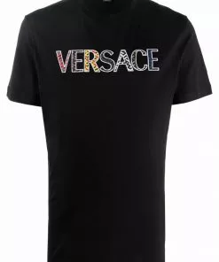 Versace embroidered logo cotton T-shirt