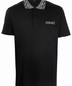 Versace contrast-collar piqué polo shirt