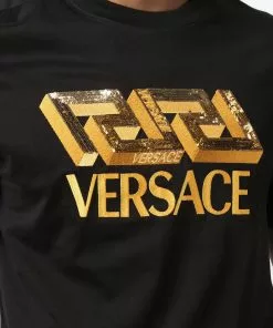 Versace sequin-embellished logo T-shirt