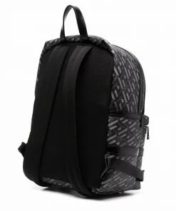 Versace logo-print leather backpack