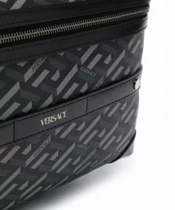 Versace logo-print leather backpack