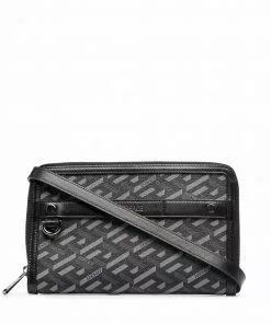 Versace Greca logo-print leather clutch bag