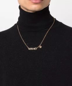 Versace logo-plaque necklace