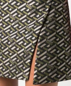 Versace geometric jacquard-woven shift dress