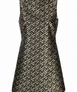 Versace geometric jacquard-woven shift dress