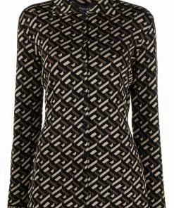 Versace jacquard logo pattern shirt