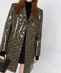 Versace La Greca-print vinyl coat
