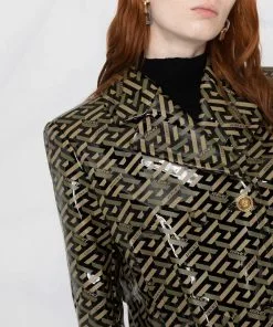 Versace La Greca-print vinyl coat