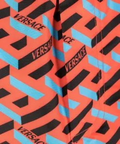Versace three-dimensional Greca logo-print swim shorts