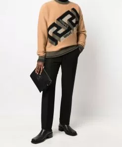 Versace logo-print crew neck jumper