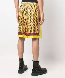 Versace geometric-print silk shorts