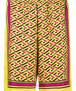 Versace geometric-print silk shorts
