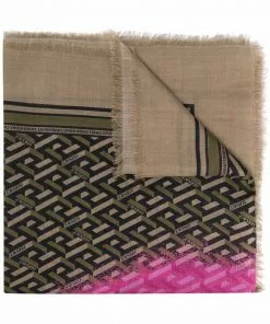 Versace graffiti Smiling Medusa wool-silk scarf