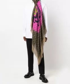 Versace graffiti Smiling Medusa wool-silk scarf