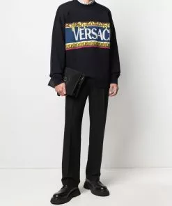 Versace intarsia-logo crew-neck jumper