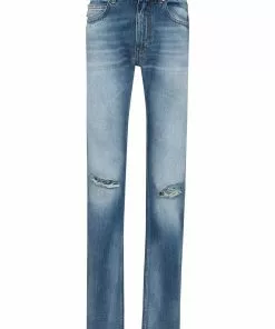 Versace distressed ripped straight-leg jeans