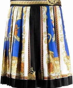Versace Medusa Renaissance print pleated skirt