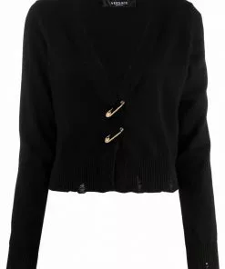 Versace fine-knit distressed cardigan