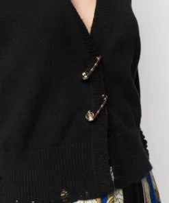 Versace fine-knit distressed cardigan