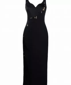 Versace charm-detail long dress