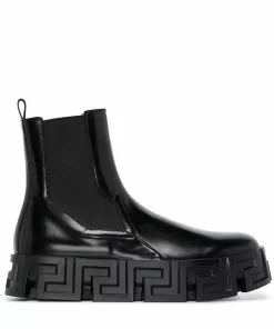 Versace Greca Labyrinth leather Chelsea boots
