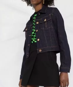 Versace contrast-stitch denim jacket