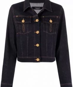 Versace contrast-stitch denim jacket