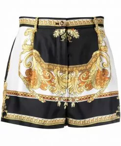 Versace baroque-print silk shorts