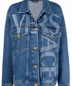Versace Greca-trim logo-print denim jacket