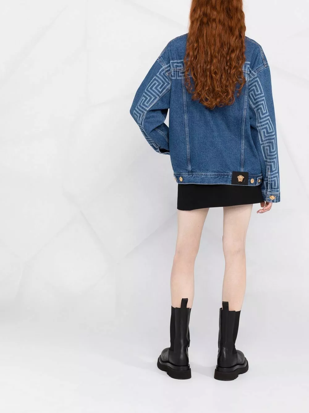 Versace Greca trim logo print denim jacket 13 Versace Greca-trim logo-print denim jacket