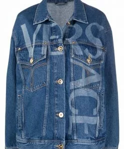 Versace Greca-trim logo-print denim jacket