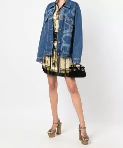 Versace Greca trim logo print denim jacket 16 Versace Greca-trim logo-print denim jacket