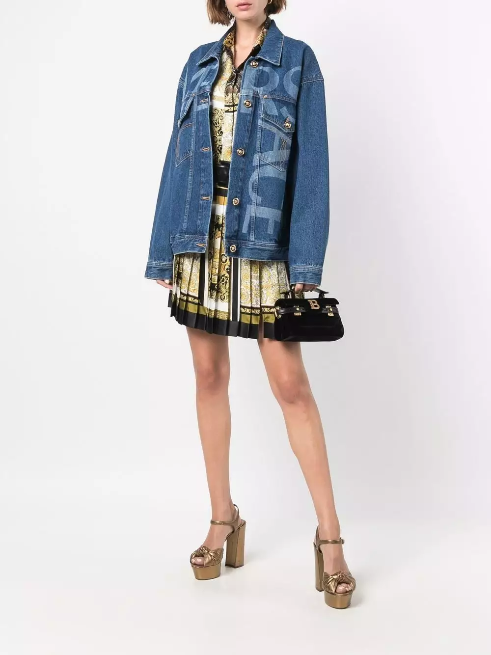Versace Greca trim logo print denim jacket 6 Versace Greca-trim logo-print denim jacket