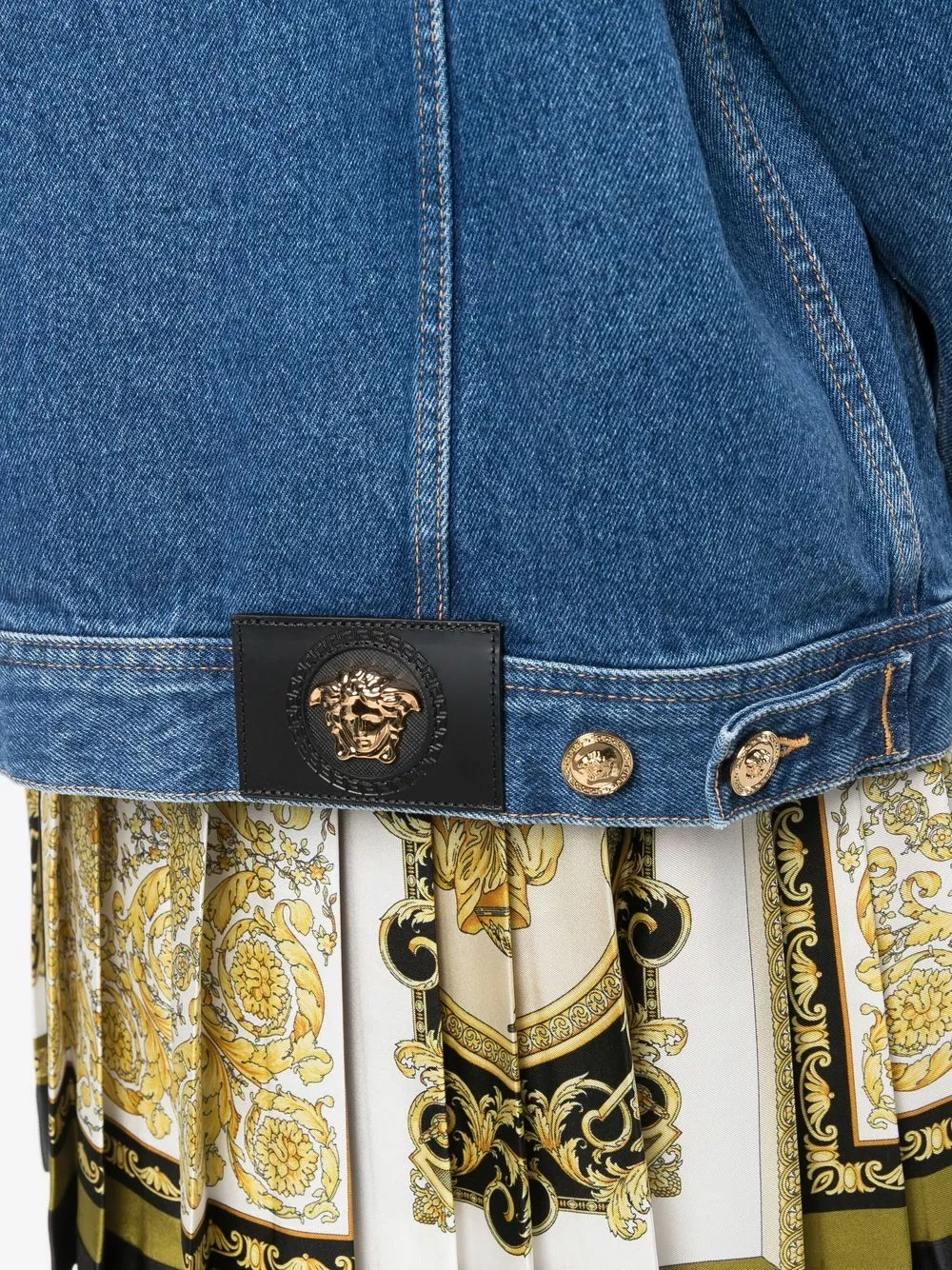 Versace Greca trim logo print denim jacket 12 Versace Greca-trim logo-print denim jacket
